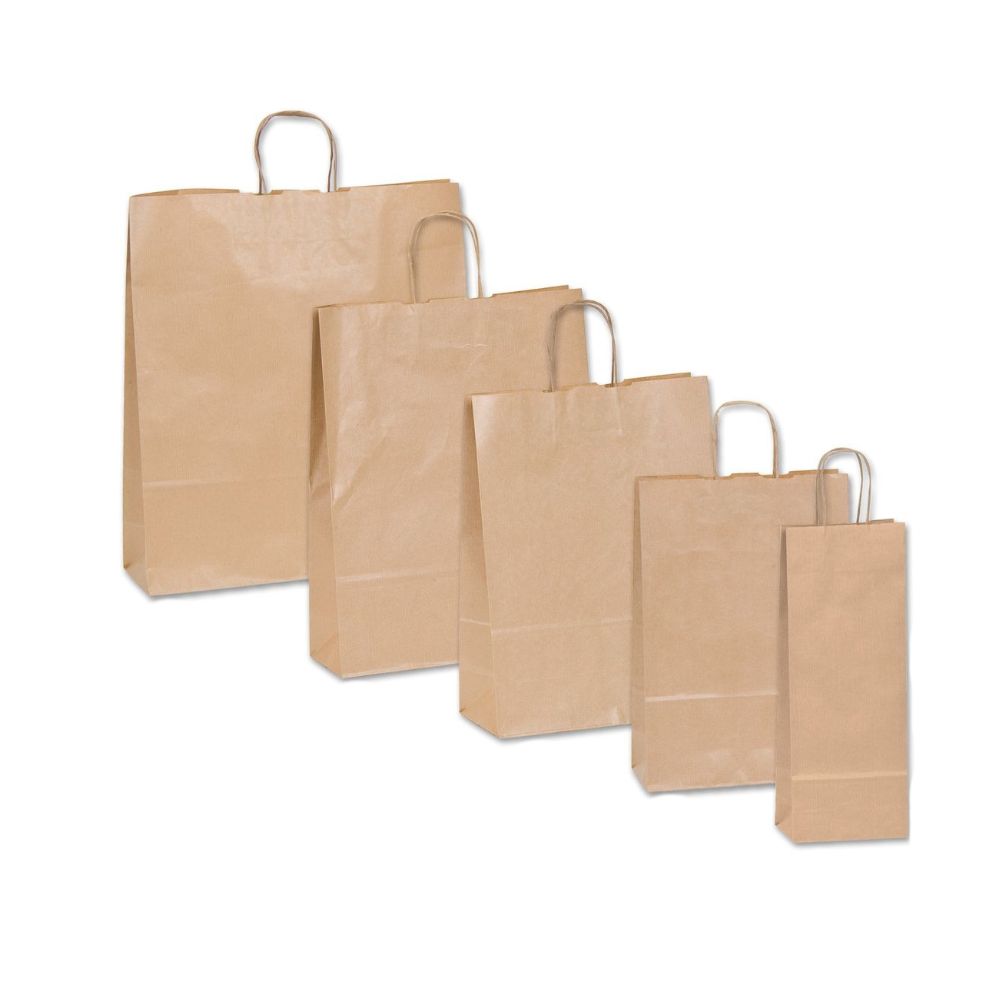 Τσάντα Χάρτινη με Στριφτό Χεράκι, Κράφτ, 25 τμx.